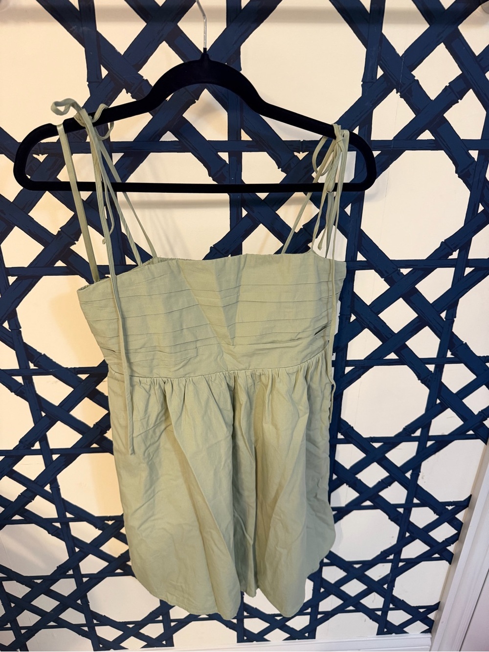 Altar'd State Sage Green Mini Dress with Tie Straps